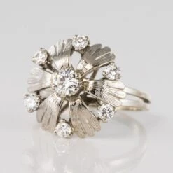 Sarl Baume French 1970s Diamonds 18 Karat White Gold Petals Ring -Best Jewelry Store 20 150 master
