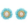 Sarl Baume 1960s Turquoise Cultured Pearl 18 Karat Yellow Gold Flower Stud Earrings -Best Jewelry Store 21442202 datamatics