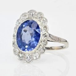 Sarl Baume 1930s Art Deco 5.80 Carat Sapphire Diamonds Platinum 18 Karat White Gold Ring -Best Jewelry Store 21 55802 master