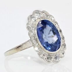 Sarl Baume 1930s Art Deco 5.80 Carat Sapphire Diamonds Platinum 18 Karat White Gold Ring -Best Jewelry Store 21 55804 master