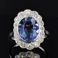 Sarl Baume 1930s Art Deco 5.80 Carat Sapphire Diamonds Platinum 18 Karat White Gold Ring -Best Jewelry Store 21 558N01 master