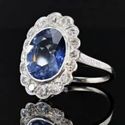Sarl Baume 1930s Art Deco 5.80 Carat Sapphire Diamonds Platinum 18 Karat White Gold Ring -Best Jewelry Store 21 558N02 master