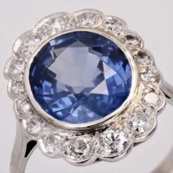 Sarl Baume 1930s Art Deco 5.80 Carat Sapphire Diamonds Platinum 18 Karat White Gold Ring -Best Jewelry Store 21 558 3 master