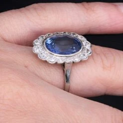 Sarl Baume 1930s Art Deco 5.80 Carat Sapphire Diamonds Platinum 18 Karat White Gold Ring -Best Jewelry Store 21 558 master