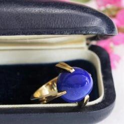 Sarl Baume French 1970s Lapis Lazuli 18 Karat Yellow Gold Ring -Best Jewelry Store 21 718 1 master