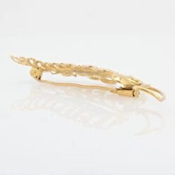 Sarl Baume French 1960s Diamonds 18 Karat Yellow White Gold Leaf Brooch -Best Jewelry Store 22 25103 master