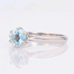 Sarl Baume French 1970s Aquamarine 18 Karat White Gold Solitaire Ring -Best Jewelry Store 22 34702 master