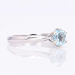 Sarl Baume French 1970s Aquamarine 18 Karat White Gold Solitaire Ring -Best Jewelry Store 22 34704 master