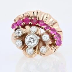 Sarl Baume 1940s Retro Rubis Diamonds 14 Karat Rose Gold Ring -Best Jewelry Store 22 34901 master