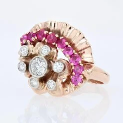 Sarl Baume 1940s Retro Rubis Diamonds 14 Karat Rose Gold Ring -Best Jewelry Store 22 34902 master