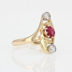 Sarl Baume Art Nouveau Ruby Diamonds 18 Karat Yellow Gold Ring -Best Jewelry Store 22 47804 master