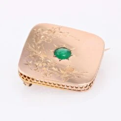 Sarl Baume French 19th Century Emerald 18 Karat Rose Gold Brooch -Best Jewelry Store 23 06004 master