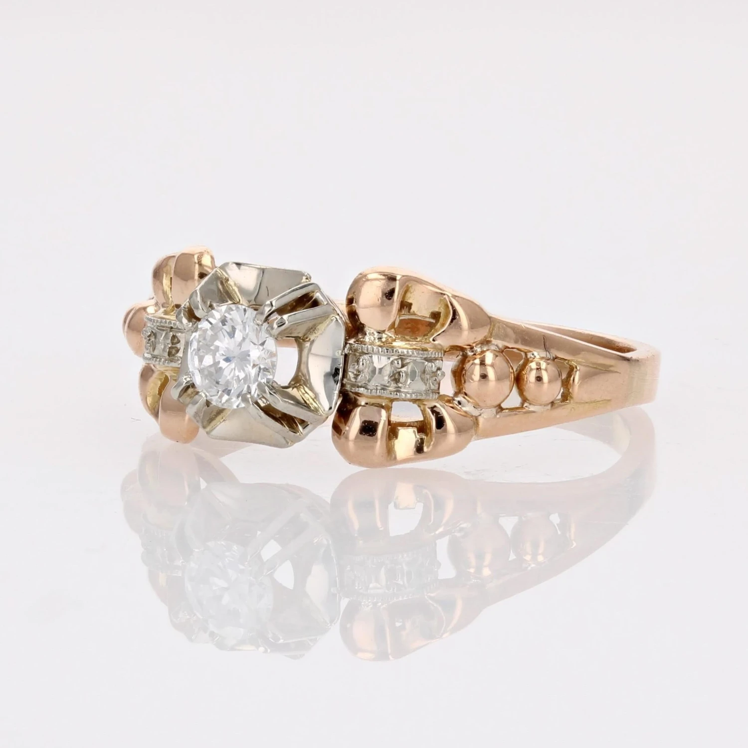 Sarl Baume French 1950s Retro Diamond 18 Karat Yellow Gold Solitaire Ring 10 Sarl Baume French 1950s Retro Diamond 18 Karat Yellow Gold Solitaire Ring - Image 8