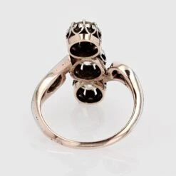 Sarl Baume 19th Century 3 Diamonds 18 Karat Rose Gold Silver Ring -Best Jewelry Store 23 16203 master