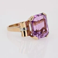 Sarl Baume French Retro 1950s 11.29 Carats Kunzite 18 Karat Yellow Gold Cocktail Ring -Best Jewelry Store 23 25704 master