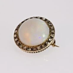 Sarl Baume 1930s Opal Diamonds Enamel 18 Karat Yellow Gold Round Brooch -Best Jewelry Store 23 35502 master
