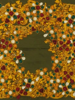 QOO Vintage CHANEL Cc Mark Gripoix Jewelry Pattern Scarf Khaki/Multi -Best Jewelry Store 240802084676 6