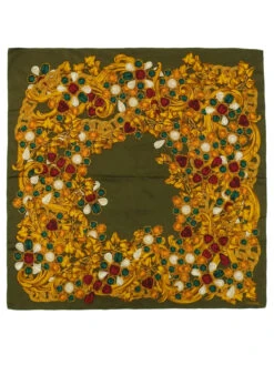 QOO Vintage CHANEL Cc Mark Gripoix Jewelry Pattern Scarf Khaki/Multi -Best Jewelry Store 240802084676 9