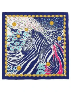 QOO Vintage CELINE Macadam Chain Zebra Pattern Scarf Navy/Multi -Best Jewelry Store 240803001121 10