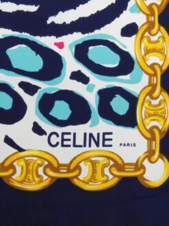 QOO Vintage CELINE Macadam Chain Zebra Pattern Scarf Navy/Multi -Best Jewelry Store 240803001121 5