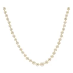Sarl Baume 1950s Cultured Round White Pearl Necklace