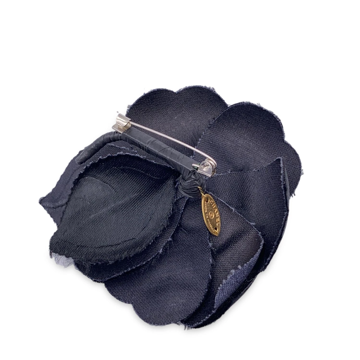 Opherty Ciocci CHANEL Vintage Black Silk Flower Brooch Pin Camelia Camellia 4 Opherty Ciocci CHANEL Vintage Black Silk Flower Brooch Pin Camelia Camellia - Image 2