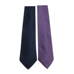 Style Tribute VALENTINO Set Of Ties: Navy Blue & Purple Pattern