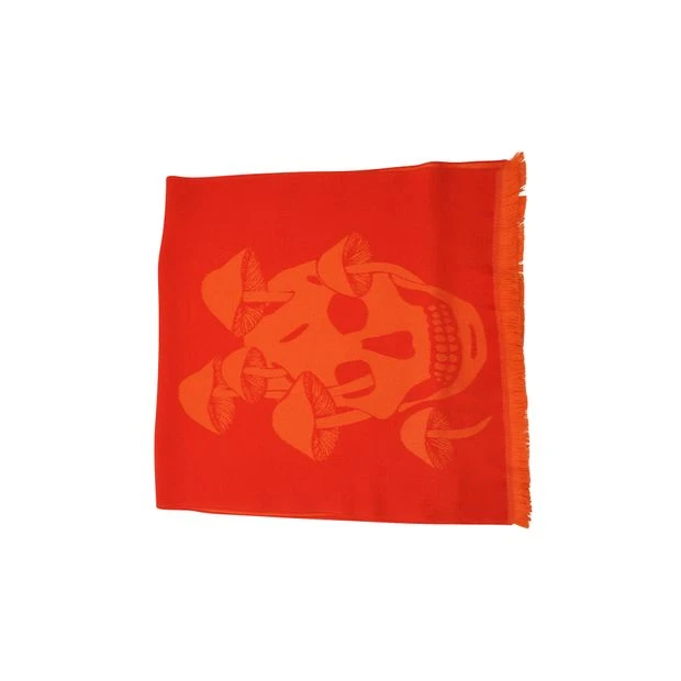 Style Tribute ALEXANDER MCQUEEN Rectangular Skull Scarf In Red Wool 4 Style Tribute ALEXANDER MCQUEEN Rectangular Skull Scarf In Red Wool - Image 2