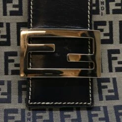 Brand Street FENDI Zucchino Canvas Mamma Baguette Shoulder Bag Navy Auth 39439 -Best Jewelry Store 39439 14