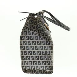 Brand Street FENDI Zucchino Canvas Mamma Baguette Shoulder Bag Navy Auth 39439 -Best Jewelry Store 39439 4