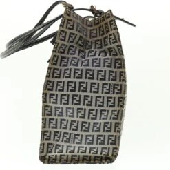 Brand Street FENDI Zucchino Canvas Mamma Baguette Shoulder Bag Navy Auth 39439 -Best Jewelry Store 39439 5