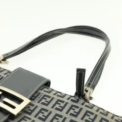 Brand Street FENDI Zucchino Canvas Mamma Baguette Shoulder Bag Navy Auth 39439 -Best Jewelry Store 39439 8