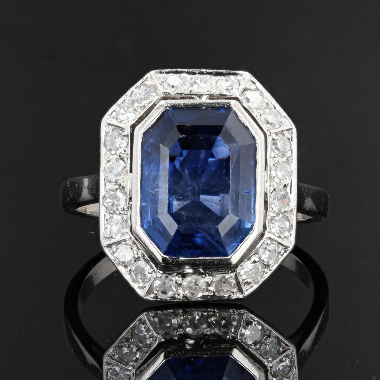 Sarl Baume French Art Deco Certified No Heat Burmese Sapphire Diamonds Platinum Ring 5 Sarl Baume French Art Deco Certified No Heat Burmese Sapphire Diamonds Platinum Ring - Image 3