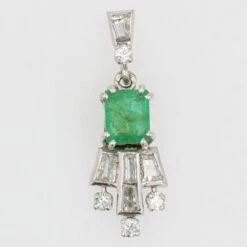 Sarl Baume French 1970s Emerald Diamonds 18 Karat White Gold Pendant -Best Jewelry Store 3 master d68a7586 8da1 45f5 bb86 b3bc161ef9d5