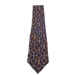 Style Tribute SALVATORE FERRAGAMO Navy Blue Print Silk Tie