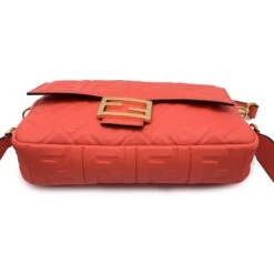 Opherty Ciocci FENDI Orange Red Embossed Ff Logo Leather Baguette Shoulder Bag -Best Jewelry Store 3de6c6e5 be5f 5832 977c f80b0b4dff92