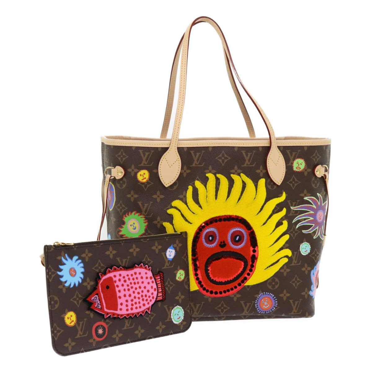 Brand Street LOUIS VUITTON Yayoi Kusama Face Neverfull MM Tote Bag M46447 LV Auth 40256A 3 Brand Street LOUIS VUITTON Yayoi Kusama Face Neverfull MM Tote Bag M46447 LV Auth 40256A