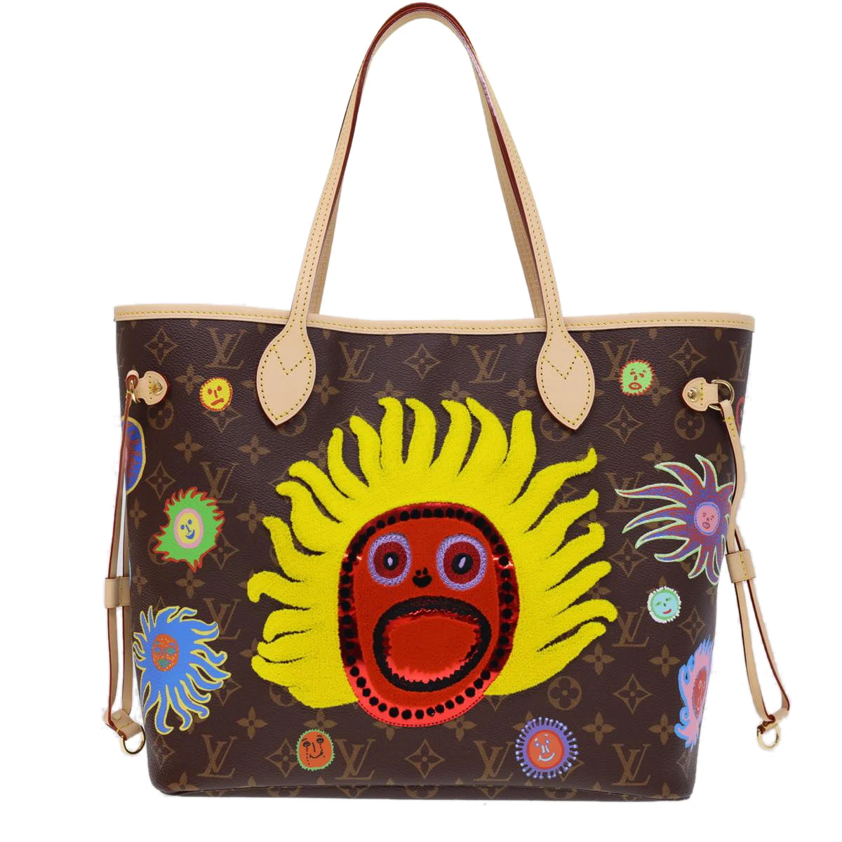 Brand Street LOUIS VUITTON Yayoi Kusama Face Neverfull MM Tote Bag M46447 LV Auth 40256A 4 Brand Street LOUIS VUITTON Yayoi Kusama Face Neverfull MM Tote Bag M46447 LV Auth 40256A - Image 2