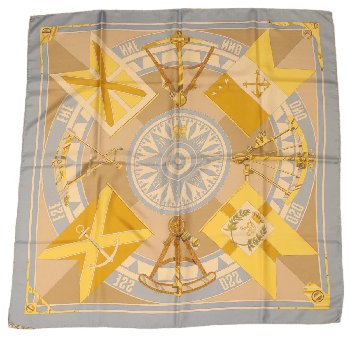 Style Tribute Hermes Carre 90 Sextants Scarf Silk Light Blue Yellow Auth 42700 12 Style Tribute Hermes Carre 90 Sextants Scarf Silk Light Blue Yellow Auth 42700 - Image 10