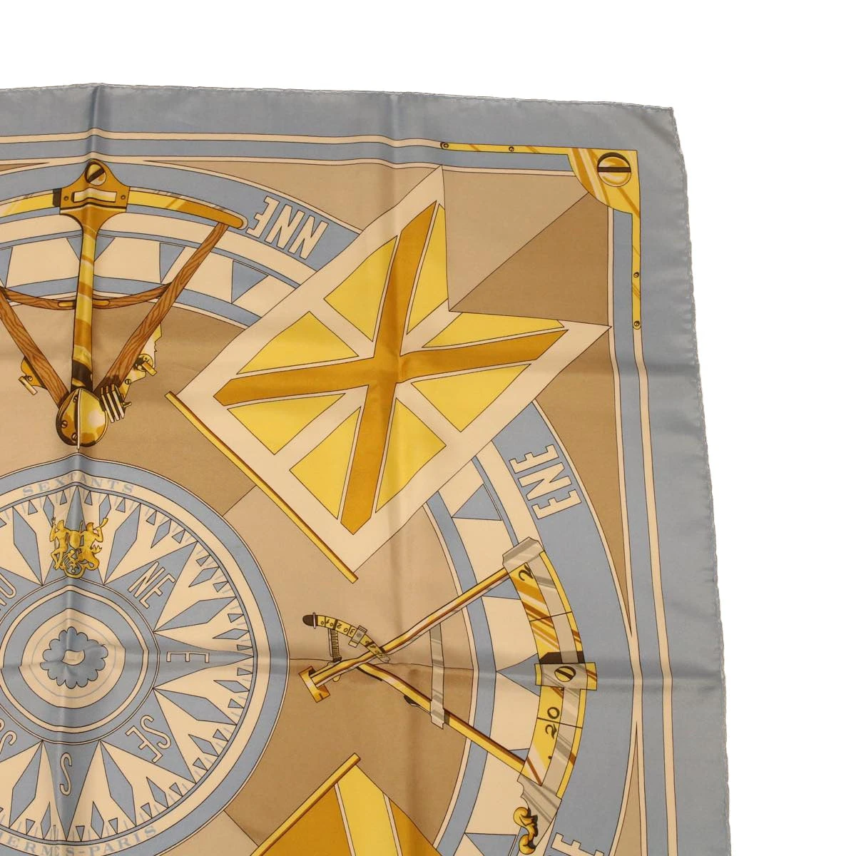 Style Tribute Hermes Carre 90 Sextants Scarf Silk Light Blue Yellow Auth 42700 6 Style Tribute Hermes Carre 90 Sextants Scarf Silk Light Blue Yellow Auth 42700 - Image 4