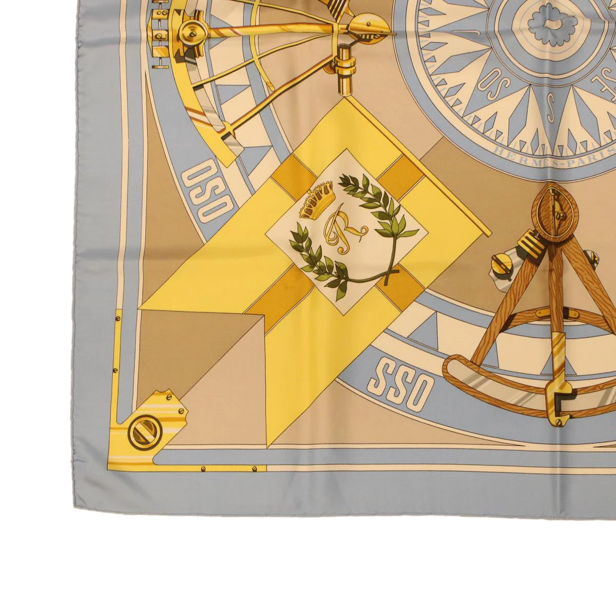 Style Tribute Hermes Carre 90 Sextants Scarf Silk Light Blue Yellow Auth 42700 8 Style Tribute Hermes Carre 90 Sextants Scarf Silk Light Blue Yellow Auth 42700 - Image 6