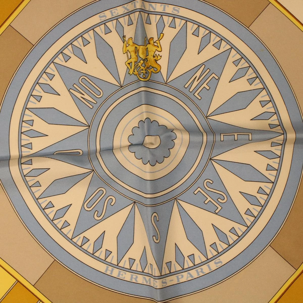 Style Tribute Hermes Carre 90 Sextants Scarf Silk Light Blue Yellow Auth 42700 9 Style Tribute Hermes Carre 90 Sextants Scarf Silk Light Blue Yellow Auth 42700 - Image 7