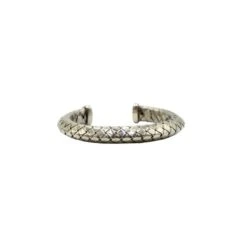 Style Tribute BOTTEGA VENETA Intrecciato Cuff Bracelet In Silver Metal