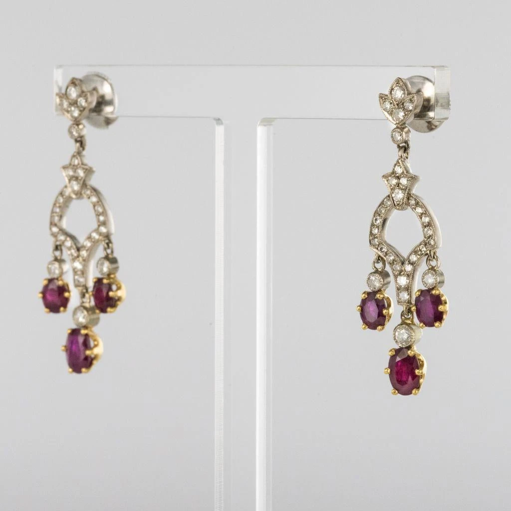 Sarl Baume Ruby Diamond 18 Karat White Gold Drop Earrings 6 Sarl Baume Ruby Diamond 18 Karat White Gold Drop Earrings - Image 4