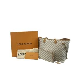 Luxury Resale Network LOUIS VUITTON Neverfull GM Damier Azur W/Pouch White Handbag