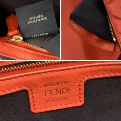 Opherty Ciocci FENDI Orange Red Embossed Ff Logo Leather Baguette Shoulder Bag -Best Jewelry Store 4d1736bb 8faa 565e a4ca 50c741ff3cf3
