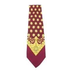 Style Tribute VERSACE Burgundy/ Ywllow Print Silk Tie