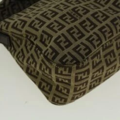 Brand Street FENDI Zucchino Canvas Mamma Baguette Shoulder Bag Brown Auth 57292 -Best Jewelry Store 57292 11