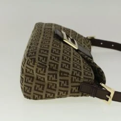 Brand Street FENDI Zucchino Canvas Mamma Baguette Shoulder Bag Brown Auth 57292 -Best Jewelry Store 57292 4