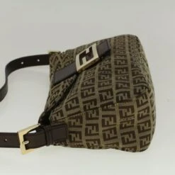 Brand Street FENDI Zucchino Canvas Mamma Baguette Shoulder Bag Brown Auth 57292 -Best Jewelry Store 57292 5